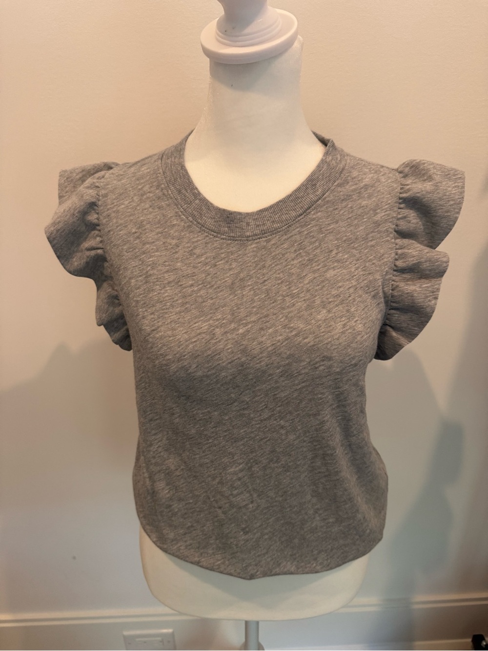 Nation LTD Gray Ruffle Sleeve Tee